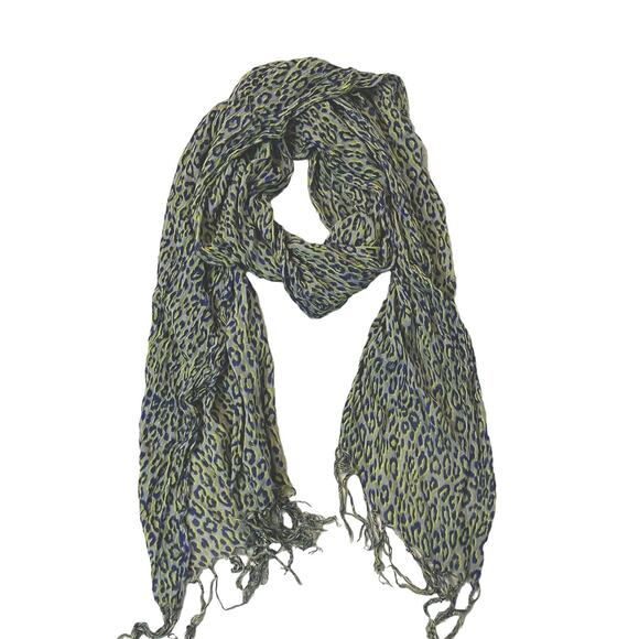 Kirra Scarf Wrap Shawl Animal Leopard Print Blue Gray Print Lightweight 20x76 - Picture 1 of 6